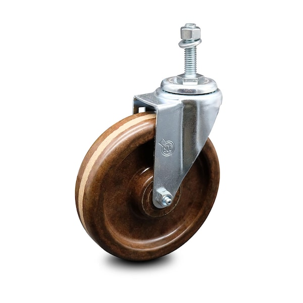 6 Inch High Temp Phenolic Wheel Swivel 3/8 Inch Threaded Stem Caster SCC